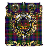 Cameron of Erracht Modern Tartan Crest Bedding Set - Golden Thistle Style